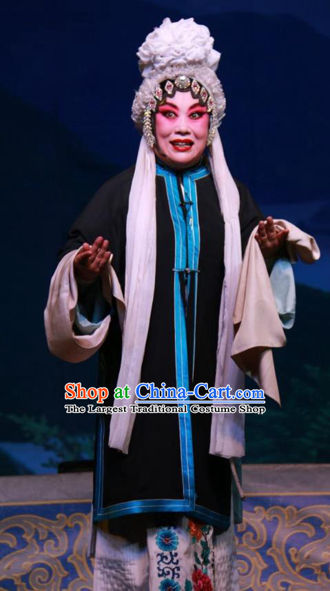Chinese Shanxi Clapper Opera Distress Maiden Garment Costumes and Headdress Xue Gang Fan Tang Traditional Bangzi Opera Tsing Yi Dress Young Female Apparels