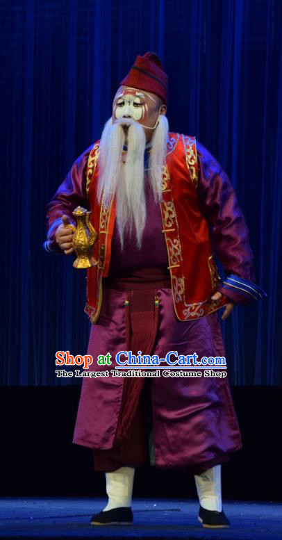 Tao Jin An Chinese Shanxi Opera Old Soldier Apparels Costumes and Headpieces Traditional Jin Opera Clown Garment Chou Role Clothing
