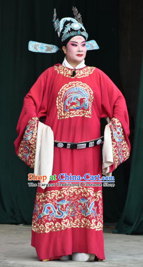 Tu Fu Zhuang Yuan Chinese Shanxi Opera Number One Scholar Dang Jinlong Apparels Costumes and Headpieces Traditional Jin Opera Young Male Garment Xiaosheng Clothing