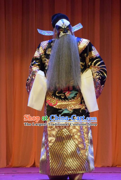 Han Yang Court Chinese Shanxi Opera Duke Xu Yanzhao Apparels Costumes and Headpieces Traditional Jin Opera Elderly Male Garment Jing Role Clothing