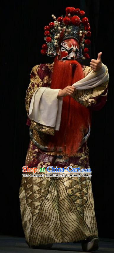 Chinese Shanxi Opera Jing Role Apparels Costumes and Headpieces Traditional Jin Opera General Garment Shogun Hu Dahai Clothing