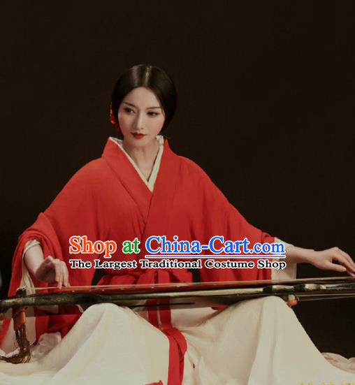 Chinese Qin Dynasty Imperial Consort Historical Costumes Traditional Historical Drama Apparels Ancient Royal Female Red Hanfu Dress