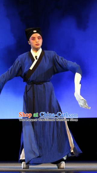 Lan Ke Mountain Chinese Shanxi Opera Woodcutter Apparels Costumes and Headpieces Traditional Jin Opera Scholar Zhu Maichen Garment Xiaosheng Clothing