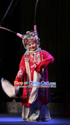 Chinese Jin Opera Hua Tan Garment Costumes and Headdress San Guan Dian Shuai Traditional Shanxi Opera Martial Woman Dress Bride Mu Guiying Apparels