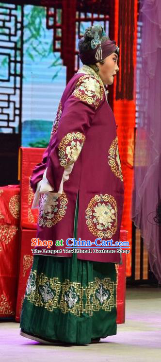 Chinese Jin Opera Rich Dame Garment Costumes and Headdress Xi Rong Gui Traditional Shanxi Opera Elderly Female Apparels Pantaloon Dress