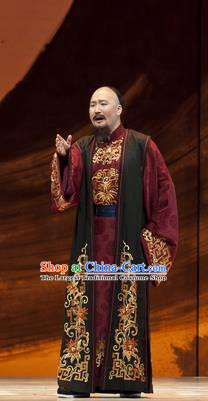 Huang Ye Hong Lou Chinese Qu Opera Milord Jia Zhen Apparels Costumes and Headpieces Traditional Henan Opera Elderly Male Garment Laosheng Clothing