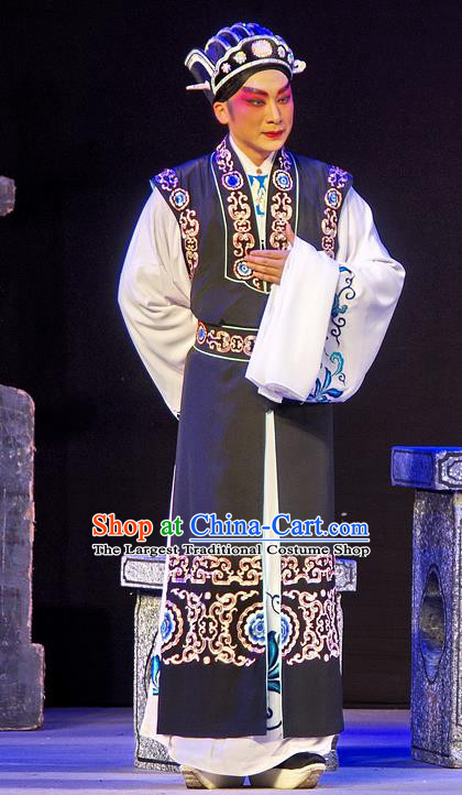 Chinese Guangdong Opera Xiaosheng Apparels Costumes and Headpieces Traditional Cantonese Opera Young Male Garment Official Fan Li Clothing