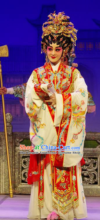 Chinese Cantonese Opera Royal Queen Xi Shi Garment Costumes and Headdress Traditional Guangdong Opera Imperial Empress Apparels Hua Tan Dress