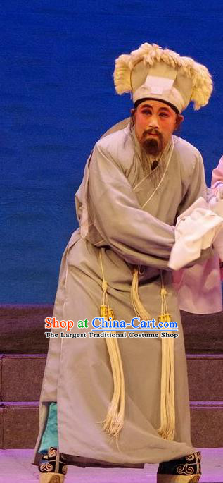 Qian Tang Su Xiaoxiao Chinese Guangdong Opera Elderly Male Apparels Costumes and Headpieces Traditional Cantonese Opera Old Servant Garment Clothing