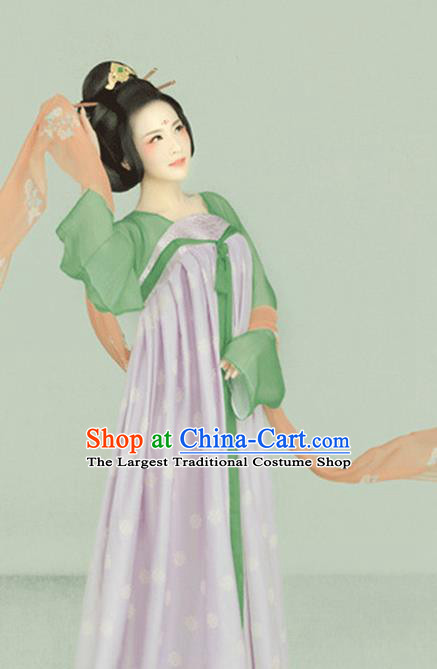 Chinese Traditional Tang Dynasty Noble Concubine Historical Costumes Ancient Drama Palace Woman Hanfu Dress Apparels and Headpieces