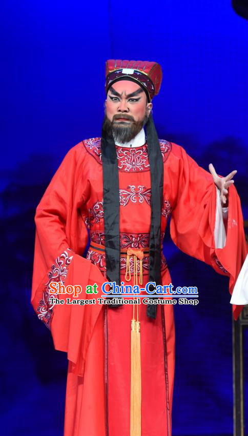 Hun Qian Zhu Ji Xiang Chinese Guangdong Opera Elderly Male Apparels Costumes and Headpieces Traditional Cantonese Opera Landlord Garment Civilian Clothing
