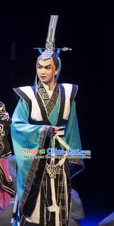 Fighting for the Great Tang Empire Chinese Guangdong Opera Young Male Apparels Costumes and Headpieces Traditional Cantonese Opera Swordsman Garment Qi Jin Clothing