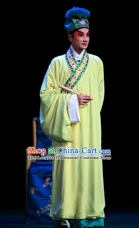 Zhen Zhu Shan Chinese Sichuan Opera Xiaosheng Apparels Costumes and Headpieces Peking Opera Highlights Young Male Garment Niche Jiang Xing Clothing