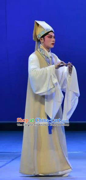 Search the College Chinese Guangdong Opera Scholar Zhang Yimin Apparels Costumes and Headpieces Traditional Cantonese Opera Young Male Garment Xiaosheng Clothing
