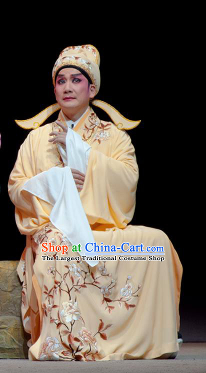 Search the College Chinese Guangdong Opera Xiaosheng Apparels Costumes and Headpieces Traditional Cantonese Opera Scholar Zhang Yimin Garment Niche Clothing