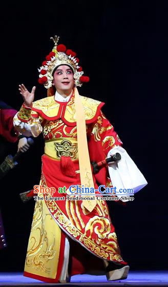 Gao Emperor of Han Chinese Guangdong Opera Lord Liu Bang Apparels Costumes and Headpieces Traditional Cantonese Opera Young Male Garment General Clothing