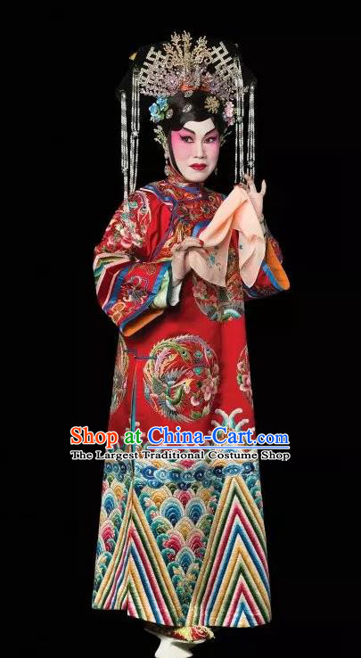 Chinese Cantonese Opera Hua Tan Garment Costumes and Headdress Traditional Guangdong Opera Princess Shanhu Apparels Actress Red Dress