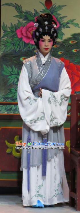 Chinese Cantonese Opera Maid Lady Garment The Strange Stories Costumes and Headdress Traditional Guangdong Opera Figurant Apparels Servant Girl Dress