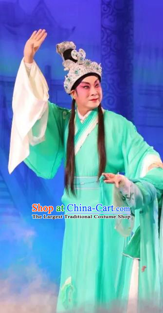 Milky Way Lovers Chinese Guangdong Opera Cowherd Niu Lang Apparels Costumes and Headwear Traditional Cantonese Opera Young Male Garment Xiaosheng Clothing