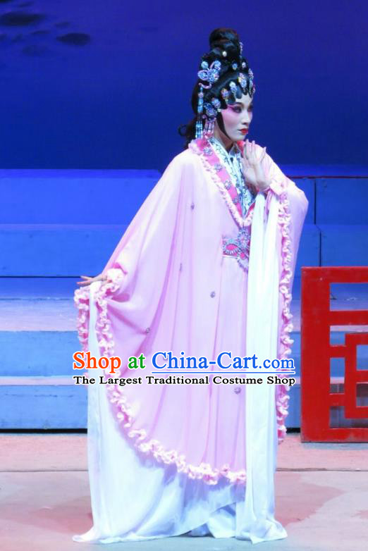 Chinese Cantonese Opera Fox Fairy Garment The Strange Stories Costumes and Headdress Traditional Guangdong Opera Diva Xiao Cui Apparels Young Beauty Dress