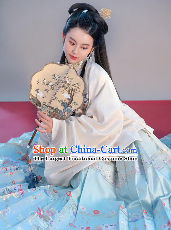 Chinese Traditional Ming Dynasty Patrician Female Apparels Ancient Nobility Lady Hanfu Dress Blouse and Skirt Historical Costumes Complete Set