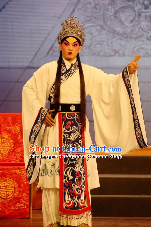Li Shimin Deng Ji Chinese Guangdong Opera Xiaosheng Apparels Costumes and Headwear Traditional Cantonese Opera Prince Garment Young Male Clothing