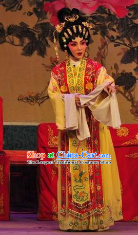 Chinese Cantonese Opera Young Beauty Garment Unhappy Marriage Costumes and Headdress Traditional Guangdong Opera Actress Apparels Hua Tan Dress