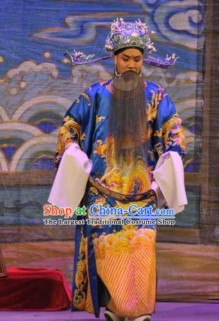 Da Nao Mei Zhi Fu Chinese Guangdong Opera Laosheng Apparels Costumes and Headwear Traditional Cantonese Opera Elderly Male Garment Official Clothing