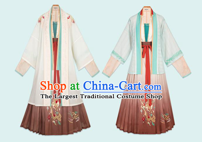 Asian Chinese Traditional Song Dynasty Nobility Lady Hanfu Apparels Ancient Young Female Historical Costumes Beizi Blouse and Pleated Skirt Full Set