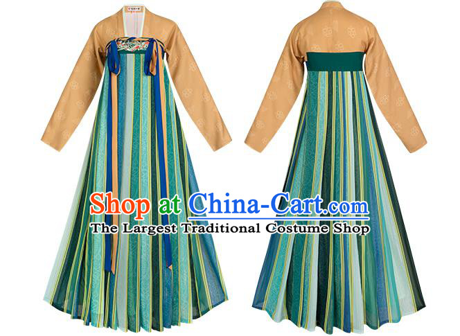 Top Grade Chinese Traditional Tang Dynasty Princess Hanfu Apparels Ancient Palace Lady Historical Costumes Blouse and Embroidered Slip Skirt Full Set