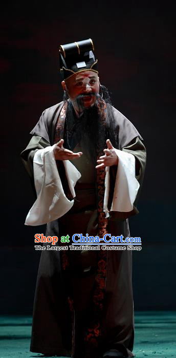 Cao Min Song Shijie Chinese Sichuan Opera Clown Apparels Costumes and Headpieces Peking Opera Highlights Chou Role Garment Old Man Clothing