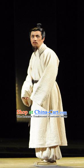 Chinese Traditional Han Dynasty Scholar Clothing Stage Performance Historical Drama Sima Qian Apparels Costumes Ancient Male Garment and Headwear