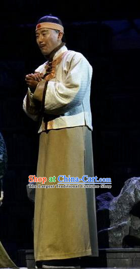 Chinese Traditional Qing Dynasty Scholar Yang Zichao Clothing Stage Performance Historical Drama Apparels Costumes Ancient Bookman Garment and Headwear