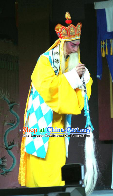 The Romance of Hairpin Chinese Sichuan Opera Monk Apparels Costumes and Headpieces Peking Opera Highlights Elderly Male Garment Abbot Clothing