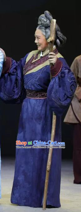 Chinese Sichuan Highlights Opera Pantaloon Garment Costumes and Headdress Luo Xiahong Traditional Peking Opera Laodan Dress Elderly Female Apparels
