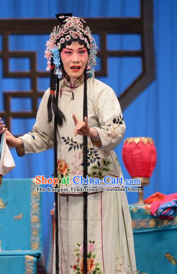 Chinese Hebei Clapper Opera Young Lady Garment Costumes and Headdress Sheng Si Pai Traditional Bangzi Opera Hua Tan Dress Actress Huang Xiulan Apparels
