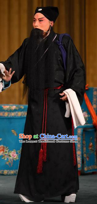 Dou E Yuan Chinese Bangzi Opera Elderly Male Apparels Costumes and Headpieces Traditional Hebei Clapper Opera Laosheng Garment Sai Luyi Clothing