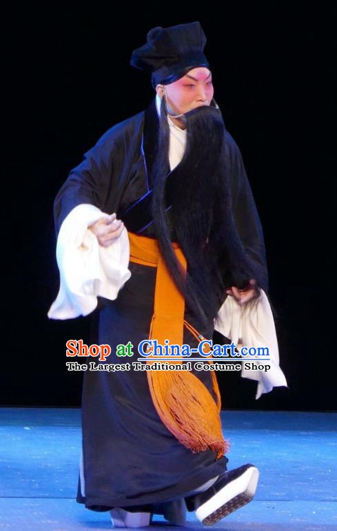 Chun Qiu Bi Chinese Bangzi Opera Elderly Male Zhang En Apparels Costumes and Headpieces Traditional Hebei Clapper Opera Laosheng Garment Servant Clothing