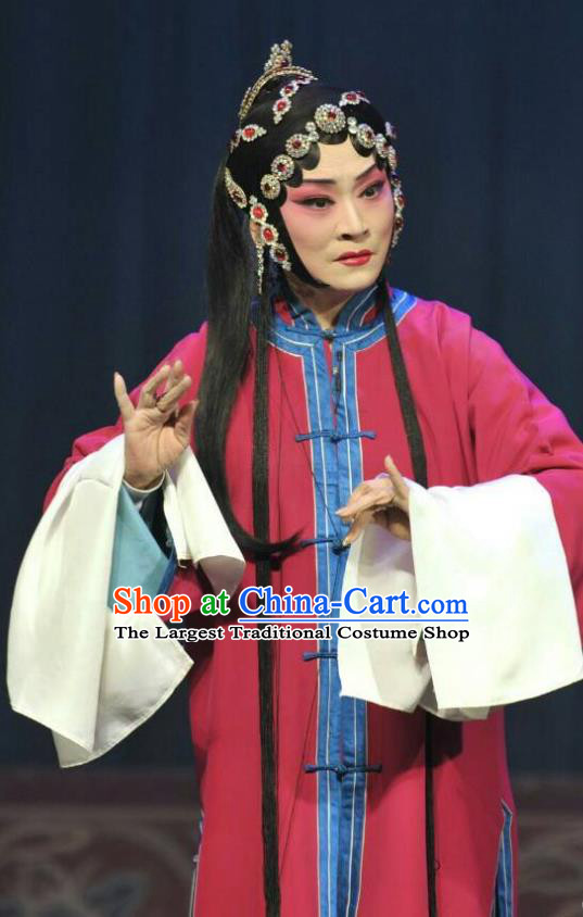 Chinese Hebei Clapper Opera Tsing Yi Garment Costumes and Headdress Traditional Bangzi Opera Distress Maiden Dress Actress Lin Huiying Apparels