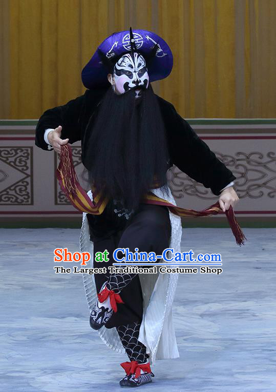 In Extremely Good Fortune Chinese Bangzi Opera Martial Male Apparels Costumes and Headpieces Traditional Hebei Clapper Opera Jing Role Garment Takefu Zhang Fei Clothing