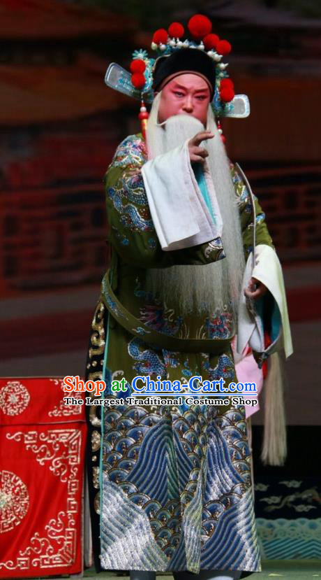 Er Jin Gong Chinese Bangzi Opera Ministry Official Yang Bo Apparels Costumes and Headpieces Traditional Shanxi Clapper Opera Elderly Male Garment Laosheng Clothing
