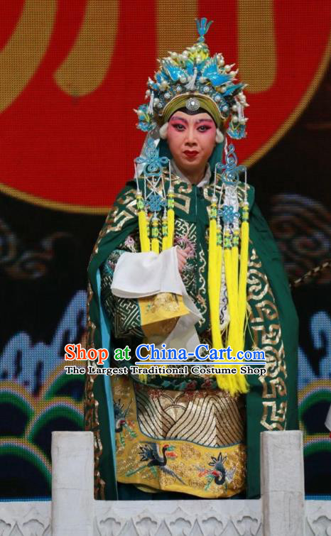 Chinese Shanxi Clapper Opera Dame Garment Costumes and Headdress Women General of Yang Family Traditional Bangzi Opera Pantaloon She Saihua Dress Apparels