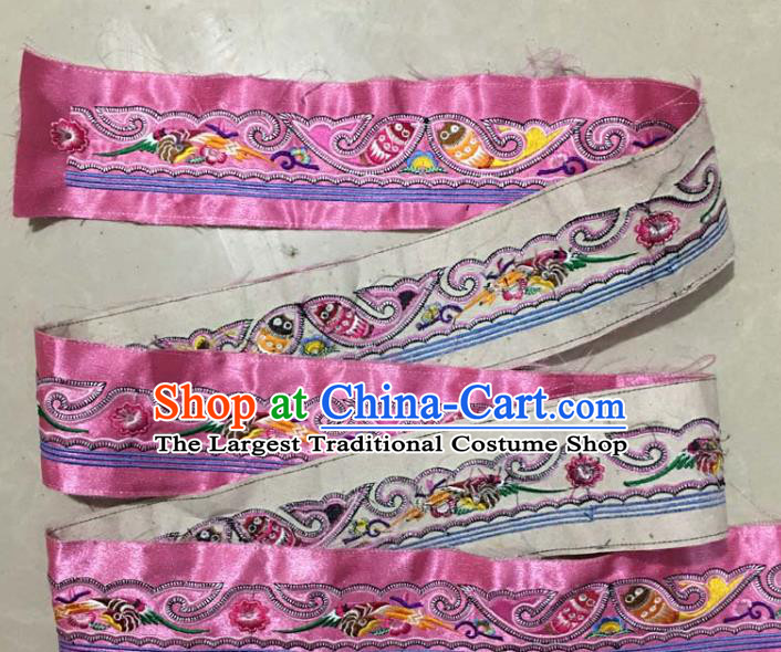 Chinese Traditional Embroidered Fishes Rosy Patch Decoration Embroidery Applique Craft Embroidered Band Accessories