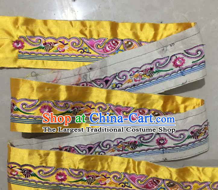 Chinese Traditional Embroidered Fishes Golden Patch Decoration Embroidery Applique Craft Embroidered Band Accessories