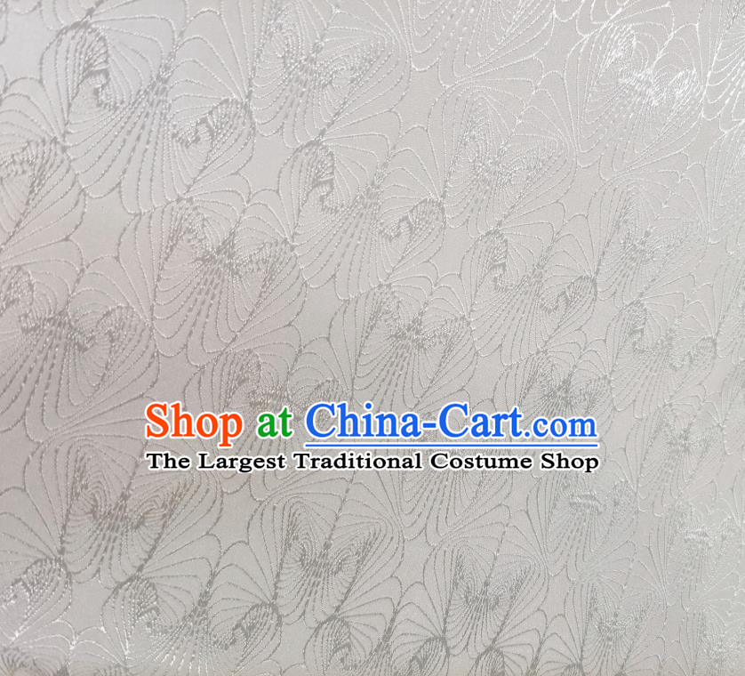 Asian Chinese Traditional Conch Pattern Design White Brocade Fabric Silk Tapestry Tang Suit Material