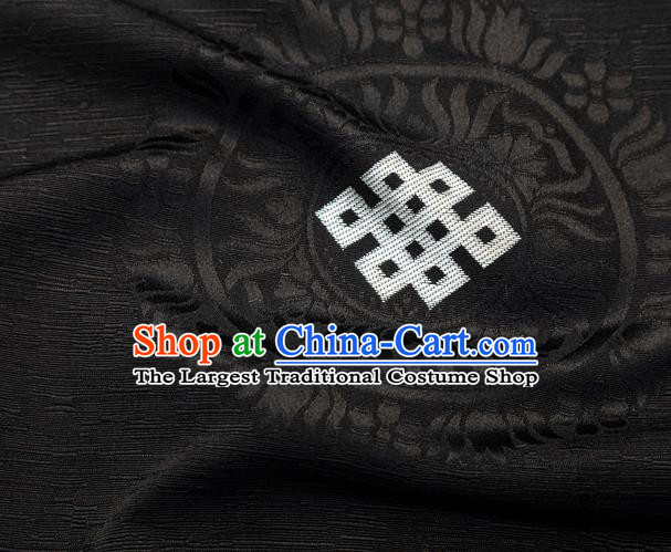 Asian Chinese Traditional Auspicious Pattern Design Black Brocade Tang Suit Silk Fabric Tapestry Material DIY Satin Damask