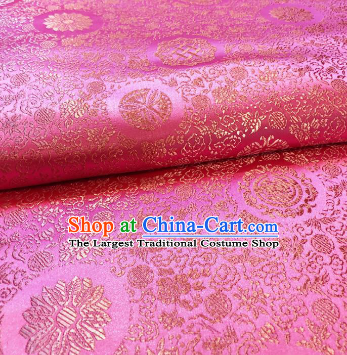 Asian Chinese Traditional Flowers Pattern Design Pink Brocade Silk Fabric Tang Suit Tapestry Satin Material DIY Damask
