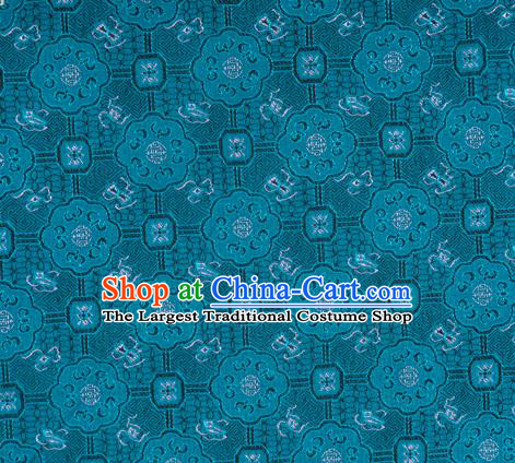Chinese Classical Bats Pattern Design Teal Song Brocade Silk Fabric Tapestry Material Asian Traditional DIY Cheongsam Dress Satin Damask
