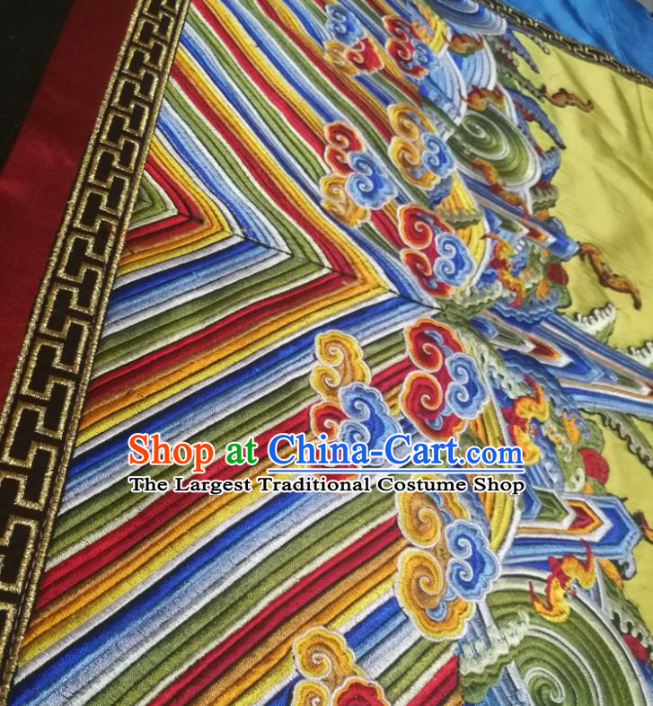 Top Quality Chinese Classical Clouds Wave Pattern Yellow Blended Material Asian Satin Traditional Curtain Jacquard Cloth Fabric