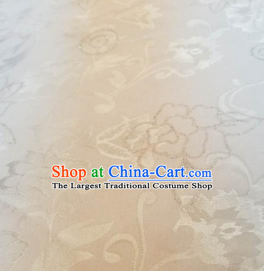 Top Quality Chinese Classical Osmanthus Pattern White Silk Material Traditional Asian Hanfu Dress Jacquard Cloth Traditional Satin Fabric